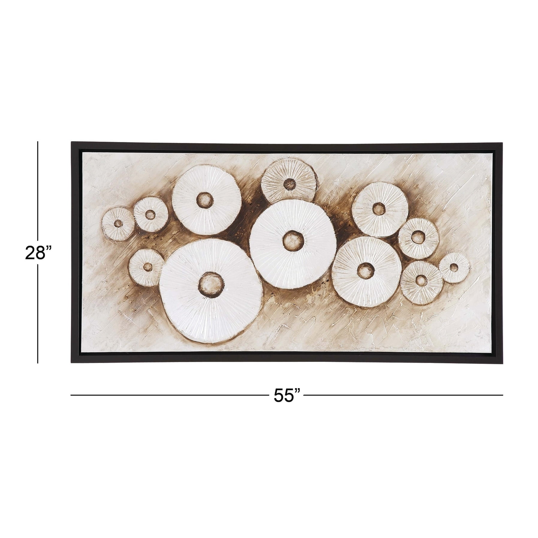 DecMode White Wood Contemporary Framed Wall Art, 28 in x 55 in x 2 in
