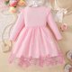 thumbnail image 4 of Vestido de cuello redondo y manga larga para niñas Vestido de cuello redondo y manga larga para niñas Falda de malla elegante Vestido de princesa elegante para niñas pequeñas Vestido de poliéster para, 4 of 8