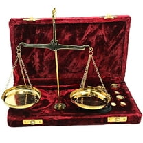 Classic Decorative Justice Scale in Blue Velvet Case - Gold-Plated Brass Balance Scale for Collectors, Vintage Home Decor, or Jewelry Display