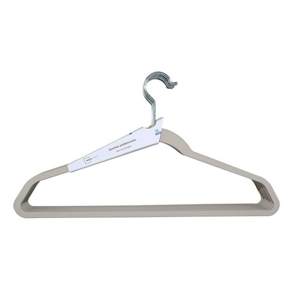 10 Ganchos para Ropa Mainstays Hecho de Caucho Material Antideslizante Color Beige