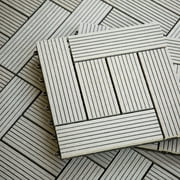 FlooringInc Helios Outdoor 6 Slat Interlocking Deck Tiles, 12x12, 11 Tiles (11 Sqft), Grey