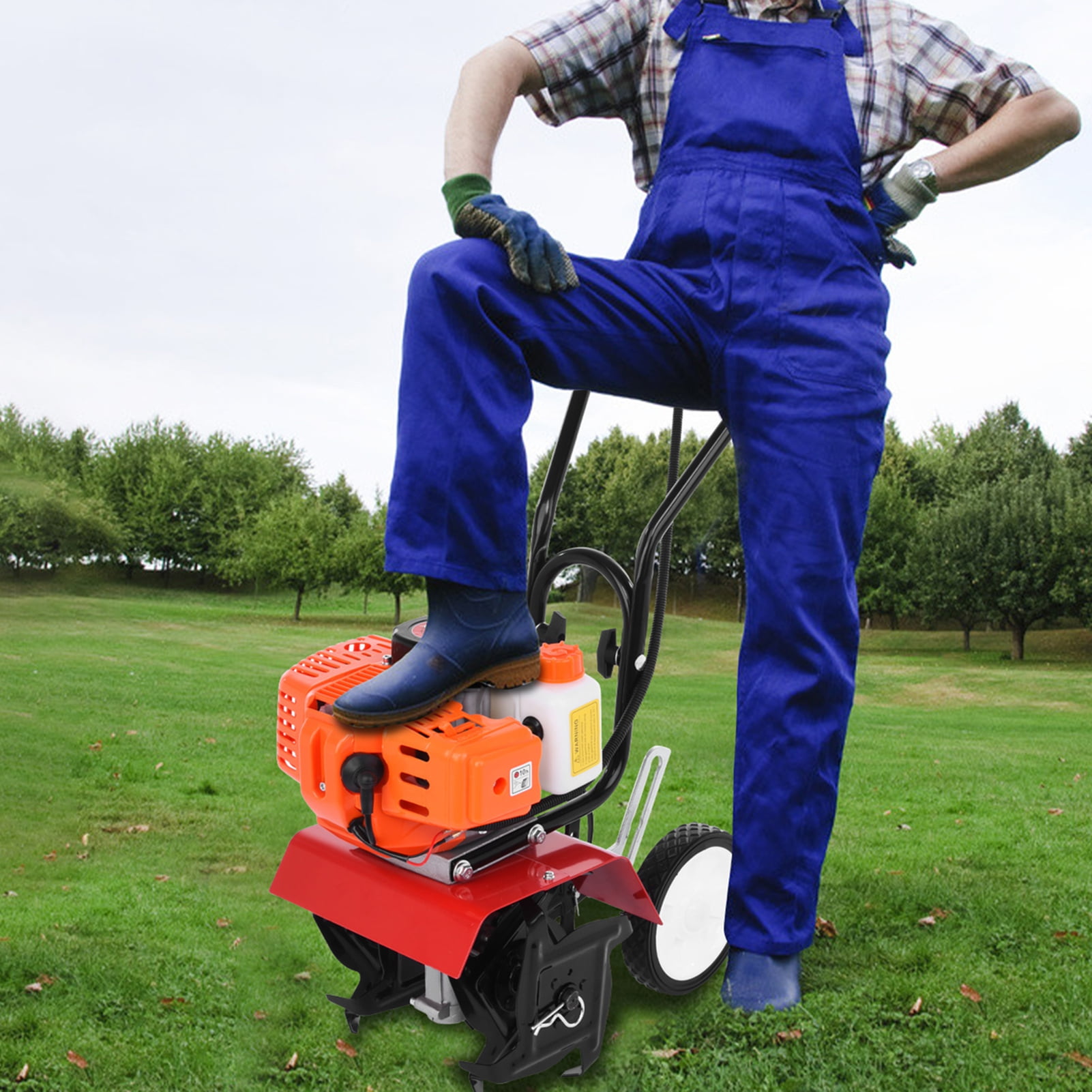 Aruwei Petrol Cultivator 2 Stroke 9000RPM 1.2L Fuel Tank 6-inch Working Depth 7.9-inch Tilling Width Digging 3HP/1.65kW 52cc Garden Mini Tiller Garden Accessory Clearance_Mini Tiller