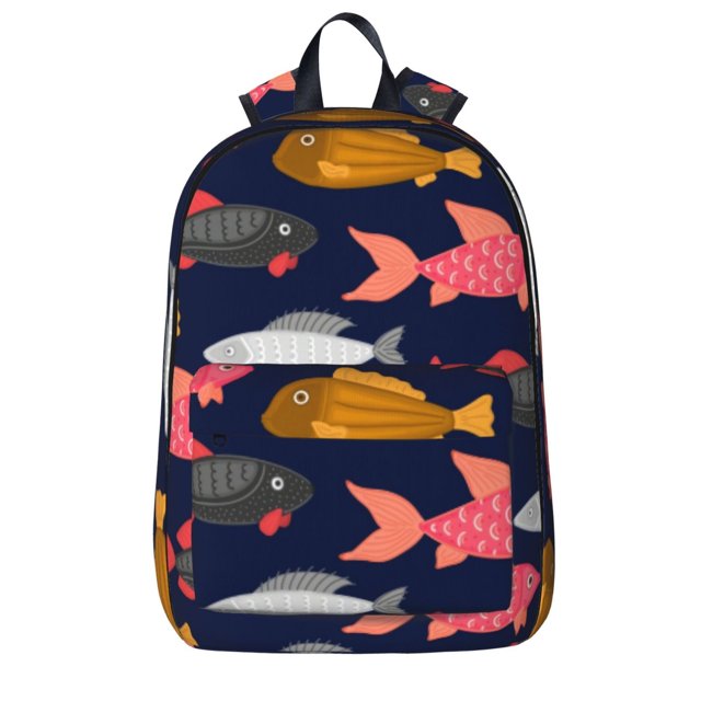 Mochila con estampado de peces de colores, ideal para portátiles, viajes, senderismo, negocios, para mujeres y hombres.
