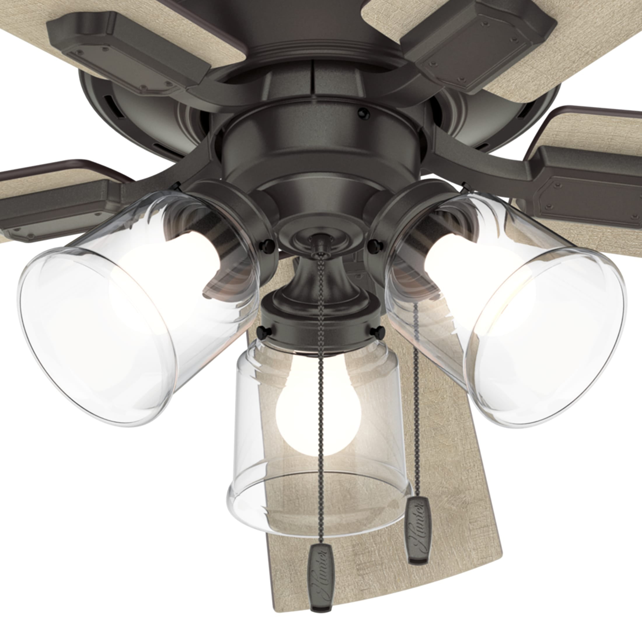 Hunter 52 inch Indoor Ceiling Fan with LED Lights and Pull Chain - Standard Mount Bronze Ceiling Fan, 5 Blades, For Bedroom, Living Room, or Kitchen, 3 inch Downrod - Crestfield 54205, Noble Bronze