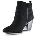 thumbnail image 4 of MARCO REPUBLIC Switzerland Women's Ankle Boots Almond Toe Mid Heel Chunky Block Stacked Heels Booties, Black, Sizes 5-11, 4 of 7
