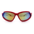 thumbnail image 3 of Swan Down Temple Curved Wrap Cat Eye Sport Plastic Sunglasses Red - Orange Mirror, 3 of 8