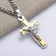 thumbnail image 5 of QQTDFG Hot Mens Stainless Steel Gold Silver Jesus Crucifix Cross Pendant Chain Necklace-Silver Gold-20inch or 50cm, 5 of 5