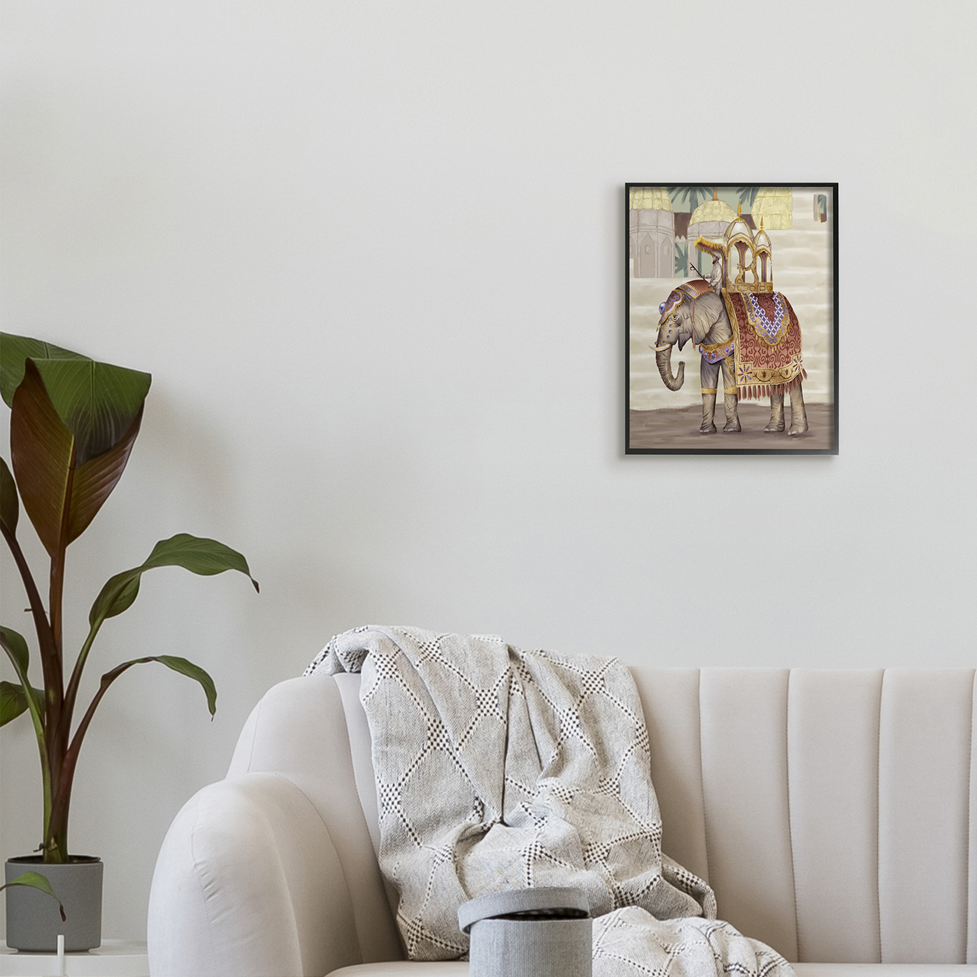 Stupell Industries Man Riding Elephant Islamic Inspired Architecture,11 x 14,Designed by Ziwei Li