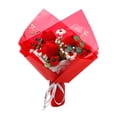 thumbnail image 1 of Crochet Flower Bouquet Ornament Artificial, decoración de la mesa de la pieza central, arreglos florales de punto Regalo romántico Rojo, 1 of 8