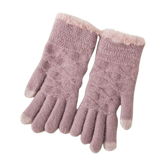 ZQUUVOU Women's Touch Screen Gloves Fleece Lined Winter Warm Gloves Chenille Elastic Cuffs Knit Gloves Cold Weather Gifts Purple B