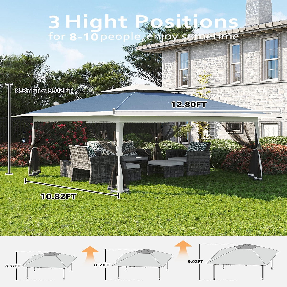 Soonbuy 13x13 Outdoor Gazebo,Canopy Tent with Mosquito Netting,Outdoor Gazebo for Backyard & Patio Furniture