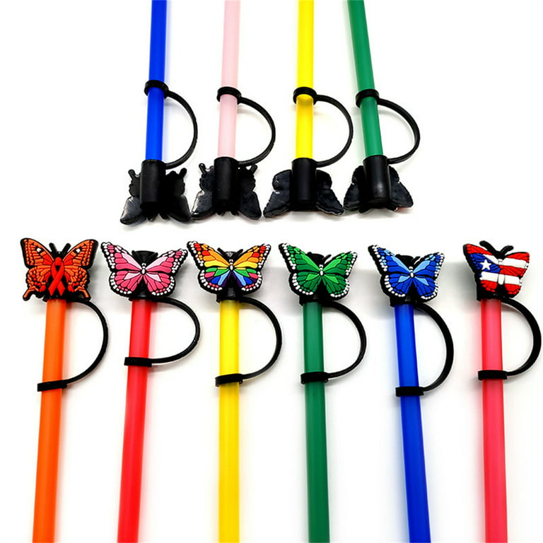 Silicone Butterfly Straw Cover Cap 8 Pcs Reusable Drinking Straw Tips Lids  Cute Straw Topper Dust-Proof Straw Plugs for 1/4inch(6-8mm) Straw Tips For  Outdoor Home Kitchen Party Decor (Butterfly) 