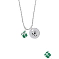 thumbnail image 2 of Delight Jewelry Silvertone Small 3-D Green Present with Bow Silvertone Script Initial Disc - E - Charm Necklace, 20"+3", 2 of 4