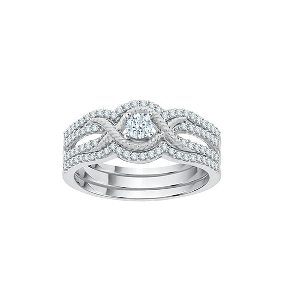 Diamond Bridal Set in 14K White Gold (1/2 cttw) (I-Color, SI3-I1 Clarity) (Size-6)
