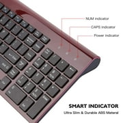 Wireless Keyboard Mouse Combo, Cimetech Compact Wireless Keyboard and Mouse Set 2.4G USB Ultra-Thin Sleek Design for PC/Laptop/Windows(Wine Red)