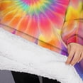 thumbnail image 3 of Oversized Wearable Blanket Hoodie,Rainbow Tie Dye Floral Pattern Sherpa Blanket Hoodie with Super Pockets,Super Warm Fuzzy Pullover for Women & Men, 3 of 6
