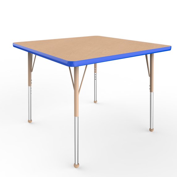 ECR4Kids 36in x 36in Square Everyday T-Mold Adjustable Activity Table Maple/Blue/Sand - Standard Ball