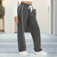 thumbnail image 2 of Turilly Women's Sweatpants Wide Straight Leg Pants Solid Color Elastic Waist Drawstring Pockets Footed Sweatpants, 2 of 6