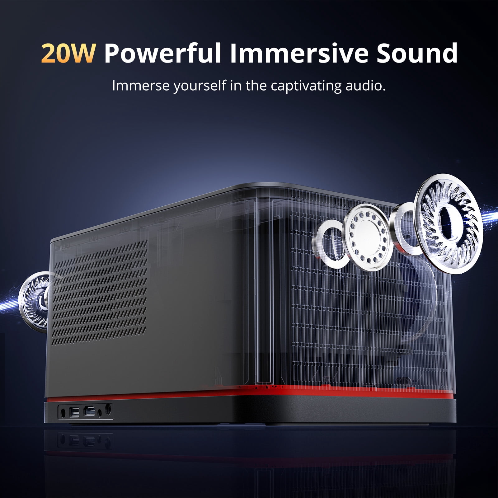 ETOE Smart Wireless Projector with Wifi Bluetooth for Home Theater, 1080P Projector 1800 ANSI, Built-in Pre-installed Streaming Apps, Auto Focus & Keystone, 2*10W Stereo Speakers