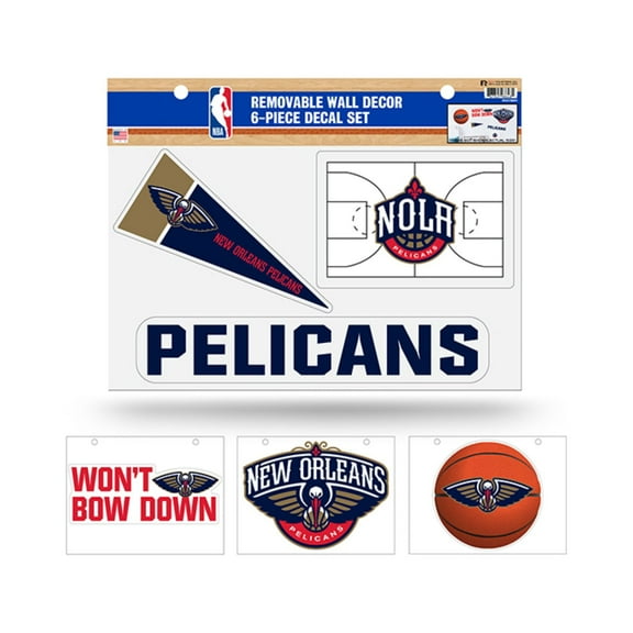 New Orleans NBA Pelicans Set of 6 Removable Wall Decal Stickers