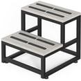 thumbnail image 2 of 2 Step Stool for Adults Kids, Heavy Duty Sturdy Steel Frame with Wooden Steps, Bedside Foot Stool with 500lbs Load Capacity, Non-Slip Step Stool for High Bed, Kitchen, RV Step - Rustic Brown, 2 of 9