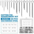 thumbnail image 4 of 420Pcs Cotter Pin Assortment Kit 304 Stainless Steel Split Pin Fastener Clips Set Zinc Plated Straight Fastener Clips Stable Straight Hairpin Pins with Storage Case for Automobiles, 4 of 10