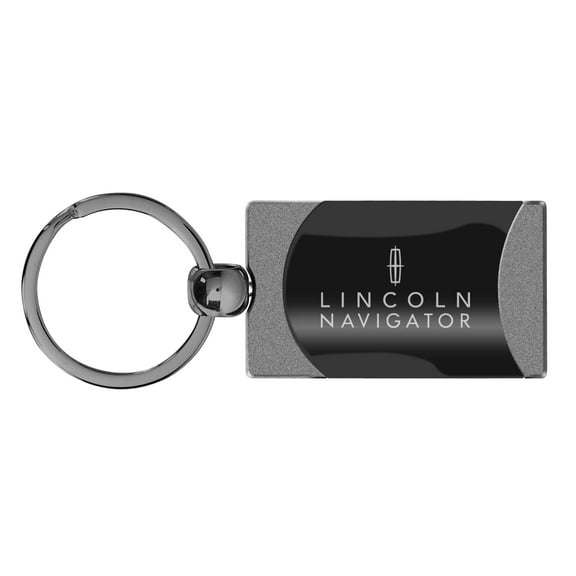 Lincoln Navigator Two Tone Rectangular Gun-Metal Key Chain