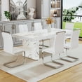 thumbnail image 6 of White Marble Dining Table - 78.7" MDF Kitchen Table for 8-10, Versatile Home/Office Use. Elegant, Durable, Easy Clean. Perfect for Dining Room, Kitchen, or Workspace., 6 of 27
