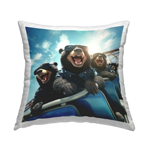 Stupell Industries Fun Bears on Ride Decorative Printed Throw Pillow Design by Jim Baldwin