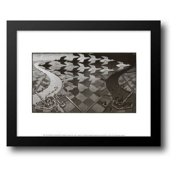 FrameToWall - Day and Night 18x15 Framed Art Print by Escher, M.C.