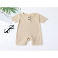 thumbnail image 2 of PENGXIANG Lovely Baby Romper  Short Sleeve  Neck Solid Color Ribbed Buttoned Short Pants for Summer Spring  Kids Clothing, 2 of 7