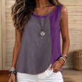 thumbnail image 4 of NTACZA Womens Tank Tops Summer Cotton Round Neck Casual Button Color Blocks Sleeveless Summer Tops, 4 of 5