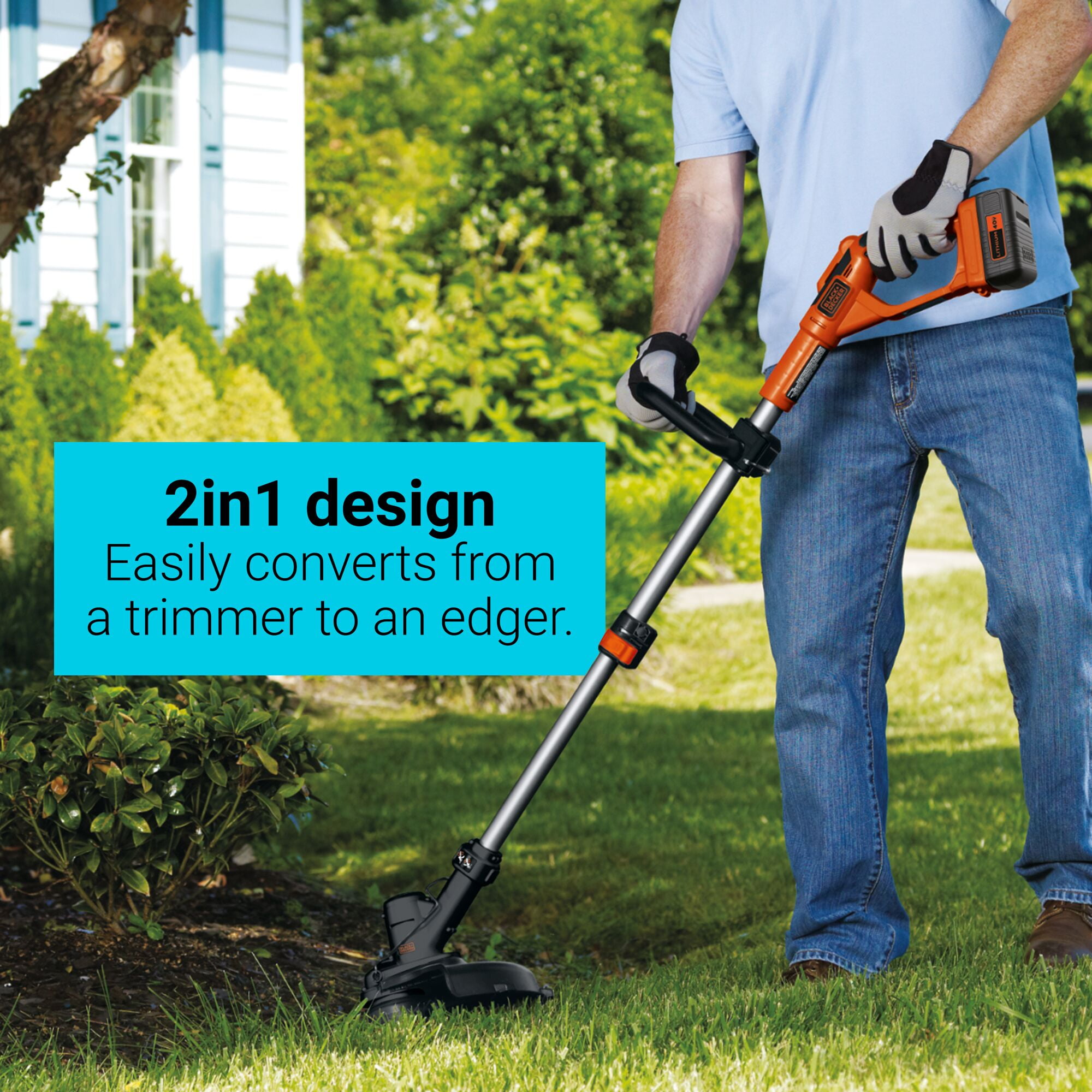  BLACK+DECKER 40V MAX* 13 in. 2in1 Cordless String Trimmer/Edger  with POWERCOMMAND Kit (LST136) : Patio, Lawn & Garden
