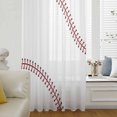 thumbnail image 6 of Baseball Sheer Curtains 63 Inches Long, Modern Minimalist Red Lines Light Filering Curtains, Breathable Simi Curtain Privacy Drapes for Living Room Bedroom Lightweight Window Treatment, 6 of 9