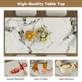 thumbnail image 4 of 5-Piece Dining Table Set, 63" Charred Stone Kitchen Table Set with Glass Storage Cabinets and 4 Velvet Chairs, Dining Room Table Set with Golden Base, Black, 4 of 6