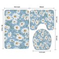 thumbnail image 3 of Lightblue Daisy Flower Green Leaves Pattern Bathroom Rugs Sets 3 Piece,Toilet Cover Set,Absorbent Non Slip Bathroom Mats Sets with U-Shaped Contour Rug Toilet Rug Set, 3 of 5