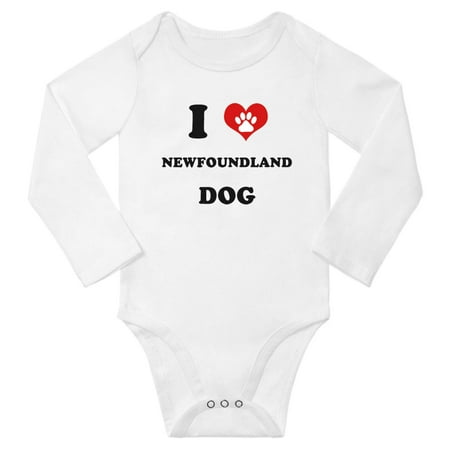 

I Heart Newfoundland Dog Baby Long Rompers (White 18-24 Months)