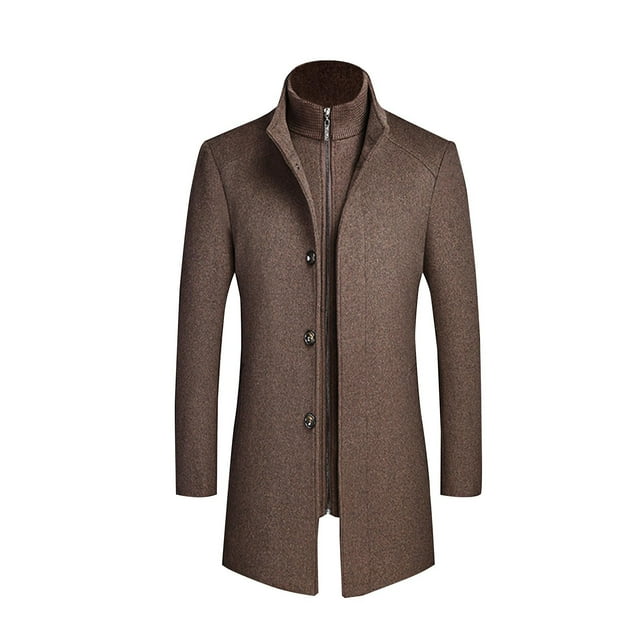 Coffee Warm Basic Brunch Trench for Mens Fall Winter Turtle Neck Long Windbreaker Coat Man Button 2025 Clothes M