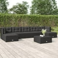 thumbnail image 1 of vidaXL 7 Piece Garden Lounge Set with Cushions Black Poly Rattan, 1 of 5