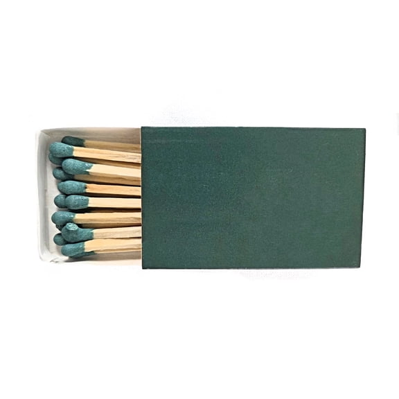 Party Favors Plus Wooden Matches with Hunter Green Tips, Plain Hunter Green Cover Box, 50 Count