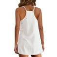 thumbnail image 5 of WREESH Womens Tank Nightgowns Fashion V-Neck Chemise Racerback Sleeveless Sleep Dress Solid Pullover Dress with Pockets White, 5 of 9