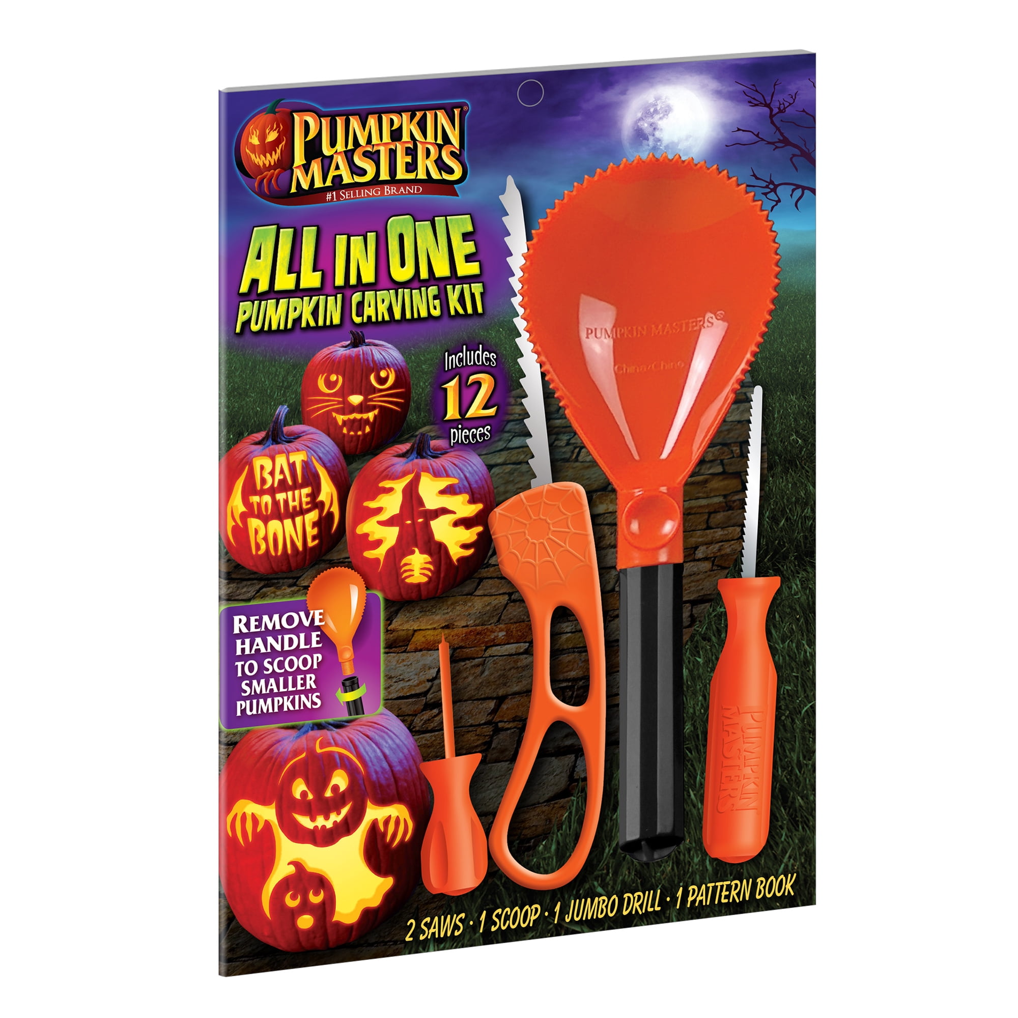 Pumpkin Masters All in One Pumpkin Carving Kit, 12 Pieces, (Orange)