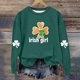 thumbnail image 4 of Blusas y camisas de manga larga con cuello redondo para niños Estampado del Día de San Patricio Estampados de manga larga Casual Suelto Forro polar para mayor calidez Sudadera con capucha de manga lar, 4 of 5