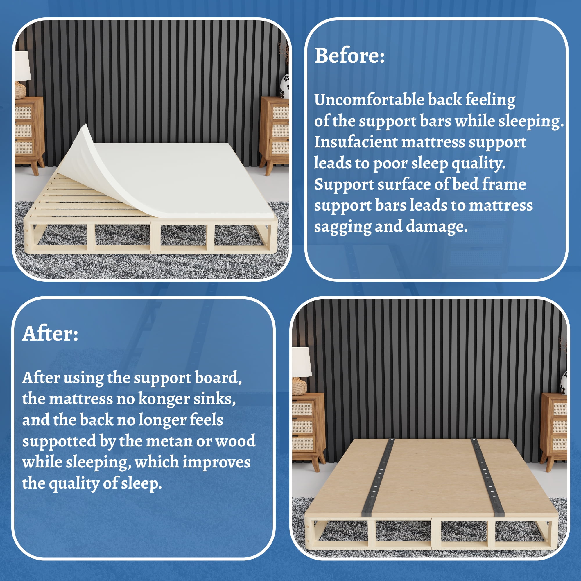 Continental Sleep, Folding Bunkie Board – Low-Profile 79″ x 58″ Mattress Support Platform for Daybeds, Bunk Beds, Futons & Metal/Wood Frames – Prevents Sagging, Easy to Install & Store.