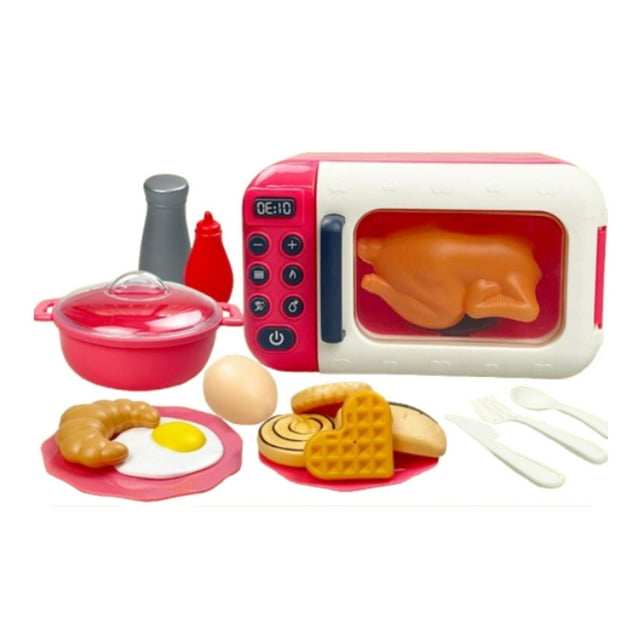 Xuanheng 17 Pcs Jouets Micro-Ondes de Jeu Éducatif pour Enfants Filles Garçons Rouge