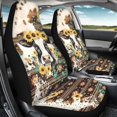 thumbnail image 3 of ZIATUBLE Aztec Ethnic Car Seat Covers Full Set of 2 Sunflower Cow Car Seat Dust Cover Stretch Vehicle Bucket Seat Cover Soft Front Seats Only Automotive Accessories for SUV Sedan Van, 3 of 7