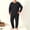 Black, variant on Mens Plus Size Thermal Underwear Set Size L-6XL- 2 Piece Stretch Soft Base Layer, Warm Breathable Shirt and Bottoms for Skiing and Cold Weather Fall Winter Days
