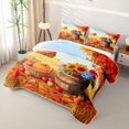 thumbnail image 3 of Manfei Classic Halloween Pumpkin Lantern Bed Spread Queen,Ghost Print Queen Coverlet Set,3 Pieces,1 Quilt and 2 Pillowcases, 3 of 7