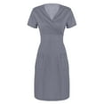thumbnail image 4 of Youmylove Women Scrubs Dress Workwear Women's Short Sleeved V Neck Work Dress Slim Fit Scrub Dress For Women Nurse Dress Outfit Beach Vacation Clothes, 4 of 4