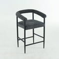 thumbnail image 4 of Modern Upholstered Bar Stools With Foam Filler Of 2, Dark Grey Boucle Fabric, Metal Frame & For Home, Kitchen Island, Dining Room, Cafe Armrest Chairs Fabric, 4 of 7